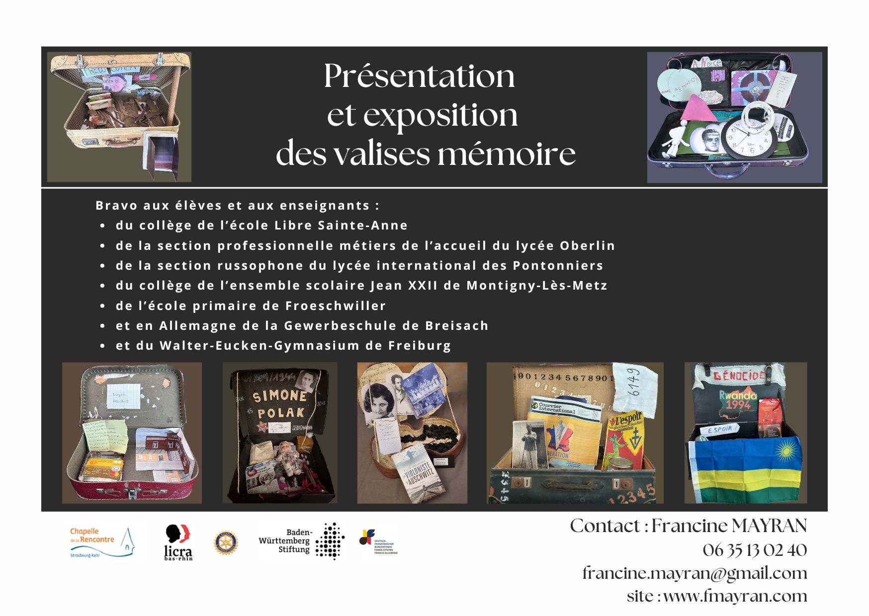 STRASBOURG. Exposition des valises finissage du projet scolaire 